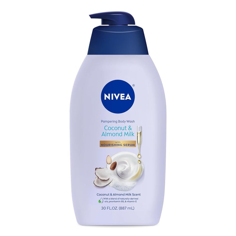 Nivea غسول الجسم من نيفيا بجوز الهند وحليب اللوز مع سيروم مغذي 30 أونصة سائلة للنساء