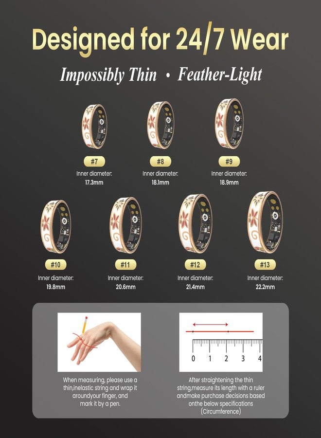lumthou Enamel Craft Smart Ring for Women & Men - No Subscription Fee Fitness Tracker with Sleep Tracking, Heart Rate, SpO2 - IP68 Waterproof for iPhone Android - Activity Tracker, Remote Camera (9) - Image 2