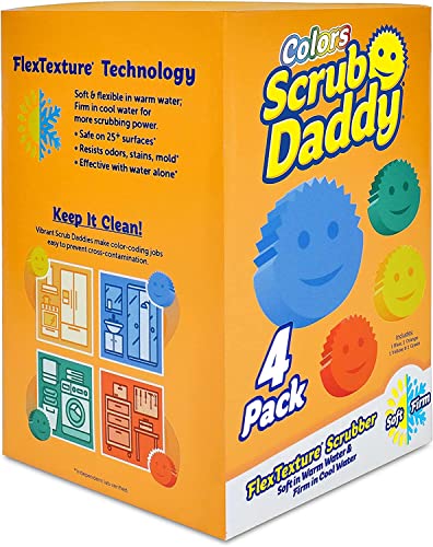 Scrub Daddy Sponge Set Color Variety Pack  ScratchFree Multipurpose Dish Sponge  BPA Free  Made with Polymer Foam  Stain  Odor Resistant Kitchen Sponge 4 Count