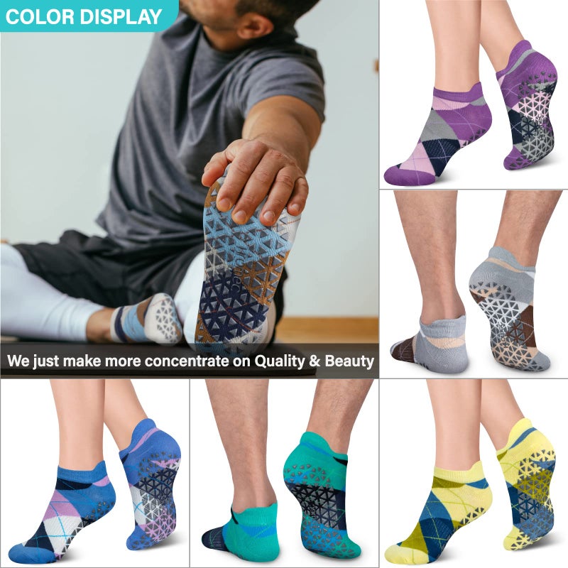 Hromec Non Slip Yoga Socks with Grips for Pilates, Ballet, Barre, Barefoot,Bikram,Hospital Anti Skid Socks for Women and Men - Image 2
