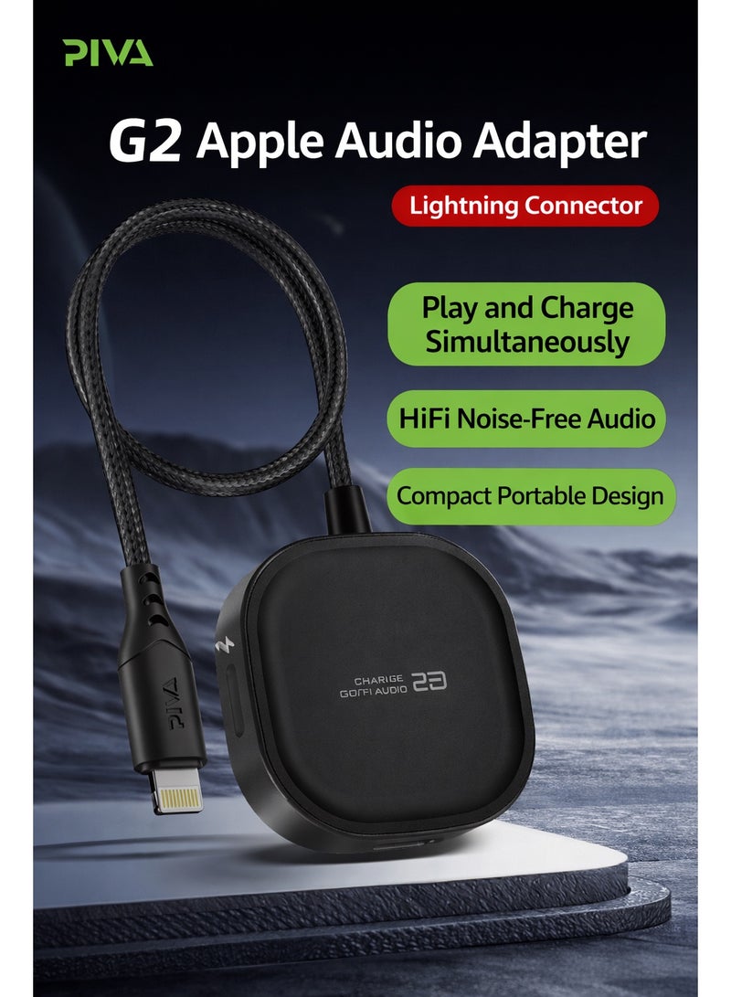 PIVA G2 iPhone Lightning Adapter Dongle – Double Lightning Headphone Jack with Fast Charging, Lightweight Plug-and-Play Design, HD Clear Voice with Extra Bass, Zero Delay, Mic Supported, MFI-Certified Chipset – Compatible with iPhone 8, X, 11, 12, 13 & 14 Pro Max - Image 1