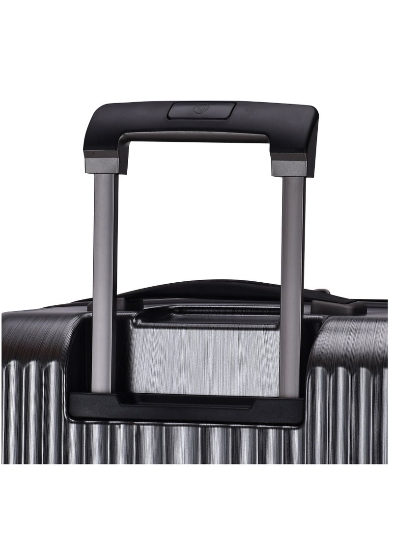 eminent - Hard Shell Travel Bag Alfred Front Loading Business Carry On Luggage trolley with Built in 2 sided TSA Compatible Combination Lock and USB Port KK50B Dark Silver - Image 1
