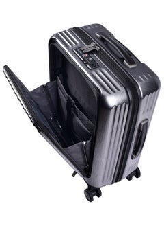 Hard Shell Travel Bag Alfred Front Loading Business Carry On Luggage trolley with Built in 2 sided TSA Compatible Combination Lock and USB Port KK50B Dark Silver - pzsku/Z14A56C1A5357328EAA73Z/45/_/1691585609/7c2f9bb7-843e-4035-b0ec-90296b9f9427