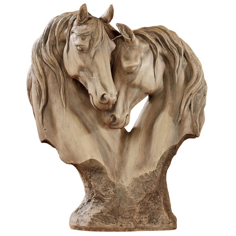 Touch of Class Touch of Class Loving Horses Table Sculpture Tan  Light Brown  Made of Resin  Display Decor for Horse Lovers Bedroom Living Room  Animal Head Bust Statues  Nuzzling Equine 