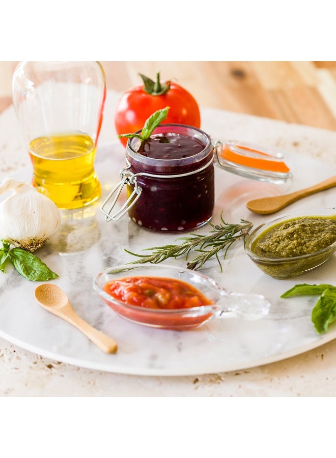 Restaurantware 2 Ounce Leaf Dishes, 6 Lead-Free Tasting Dishes - Etched, With Handle, Clear Glass Sauce Bowls, Serve Condiments, Snacks, Appetizers, Or Desserts, For Parties Or Weddings - Image 3