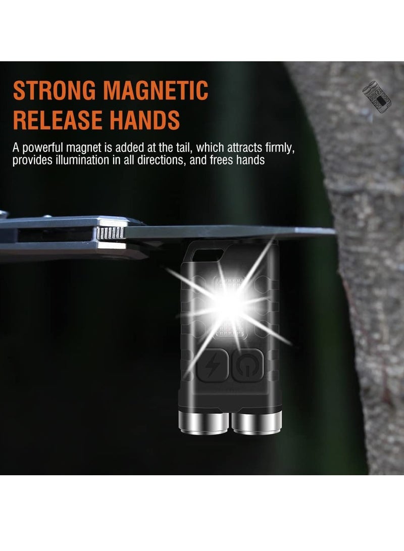 MOCOM EDC V3 Mini Keychain Flashlight - 900 Lumens, 12 Modes, Multi-Color LED (White, Red, UV, Blue), Magnetic, Rechargeable, Waterproof, Ultra-Light Pocket Torch - Image 4