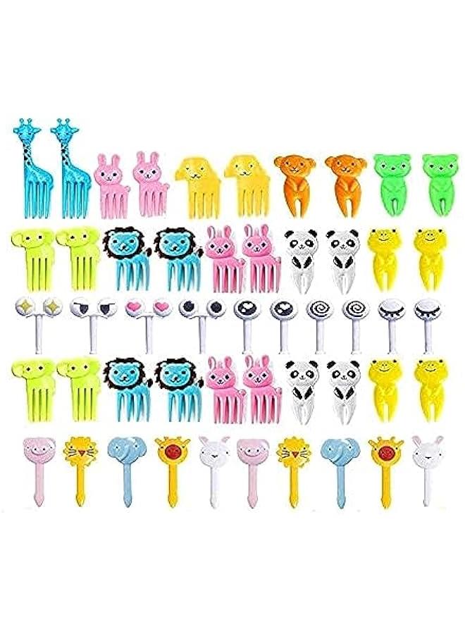 50 Pcs Food Fruit Fork Picks for Kids Cute Animals Bento Box Decor ForksCake Little Forks Dessert Forks Mini Cartoon Toothpick for Cake Dessert Pastry Party Supply  - Image 1