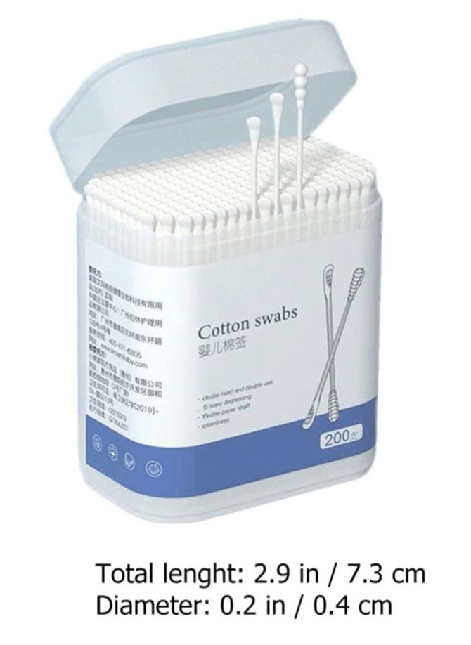 Generic 200Pcs Baby Cotton Swabs, Ear Cleaners, Biodegradable Baby Cotton Buds Kids Safety Swabs, Made of Safe Cotton, Double-headed Design, Applicator Cleaning Sticks Wax Cleaner for Baby Ear Nose Clean  - Image 5