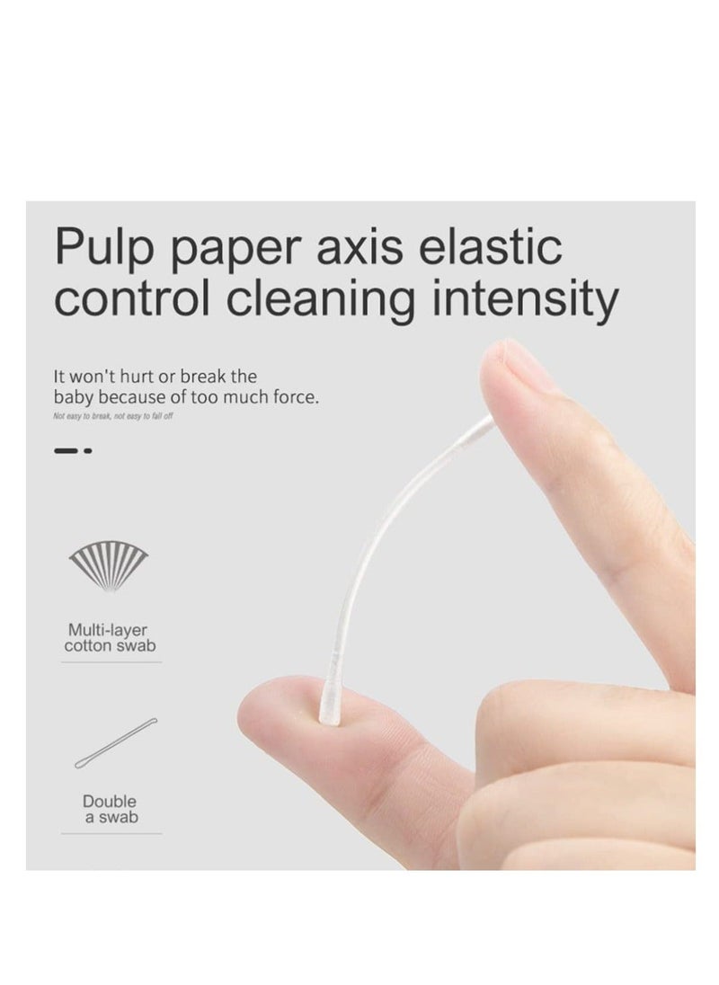 Generic 200Pcs Baby Cotton Swabs, Ear Cleaners, Biodegradable Baby Cotton Buds Kids Safety Swabs, Made of Safe Cotton, Double-headed Design, Applicator Cleaning Sticks Wax Cleaner for Baby Ear Nose Clean  - Image 2