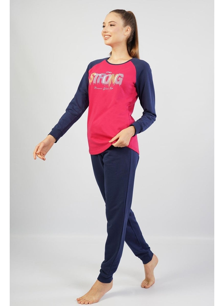Espuar Women's 100% Cotton Pajama Set, Long Sleeve Skinny Leg  - Image 1