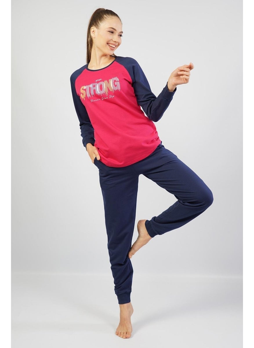 Espuar Women's 100% Cotton Pajama Set, Long Sleeve Skinny Leg  - Image 2