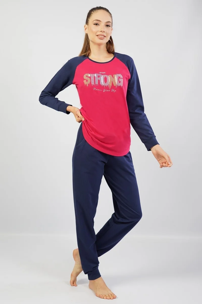 Espuar Women's 100% Cotton Pajama Set, Long Sleeve Skinny Leg