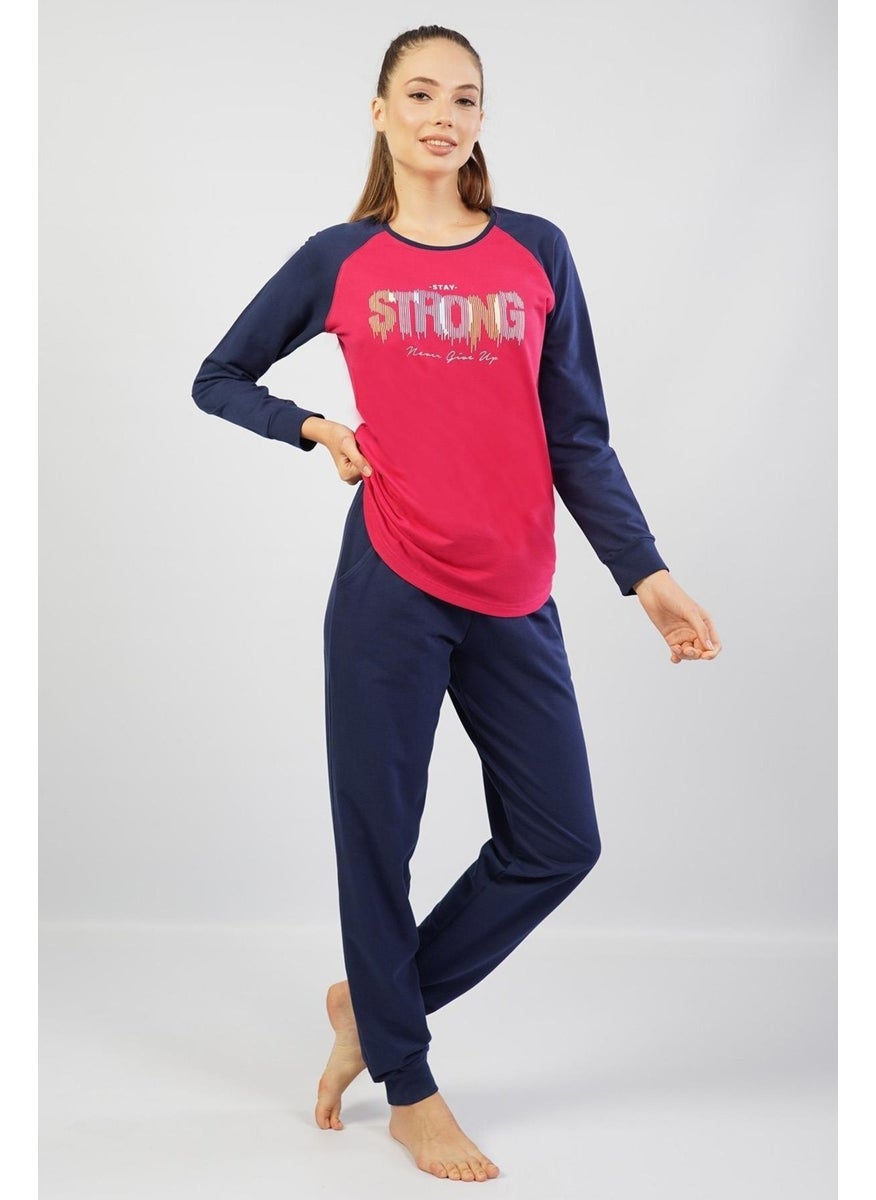 Espuar Women's 100% Cotton Pajama Set, Long Sleeve Skinny Leg  - Image 3
