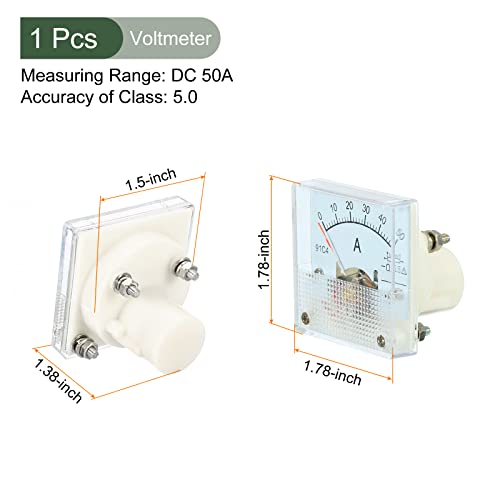 YOKIVE Analog Panel Ammeter, 91C4 Ampere Meter Current Tester, Great for Office, Art, Home, Daily Use (DC 0-50A) - Image 2