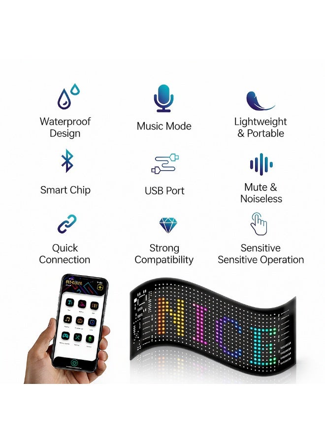 ليد شاشة عرض LED مرنة عالمية للسيارة - لوحة LED ناعمة قابلة للبرمجة لتزيين نوافذ السيارة ومقصورتها الداخلية، سهلة التركيب. - Image 5