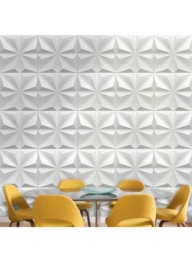 DUNISO 12Pcs 3D Wall Panels, PVC Waterproof Diamond Textured Modern Decor Tiles for Accent Walls in Living Room, Bedroom, Hotel, Office，50x50cm，White  - Image 5