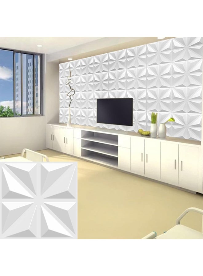 DUNISO 12Pcs 3D Wall Panels, PVC Waterproof Diamond Textured Modern Decor Tiles for Accent Walls in Living Room, Bedroom, Hotel, Office，50x50cm，White  - Image 1