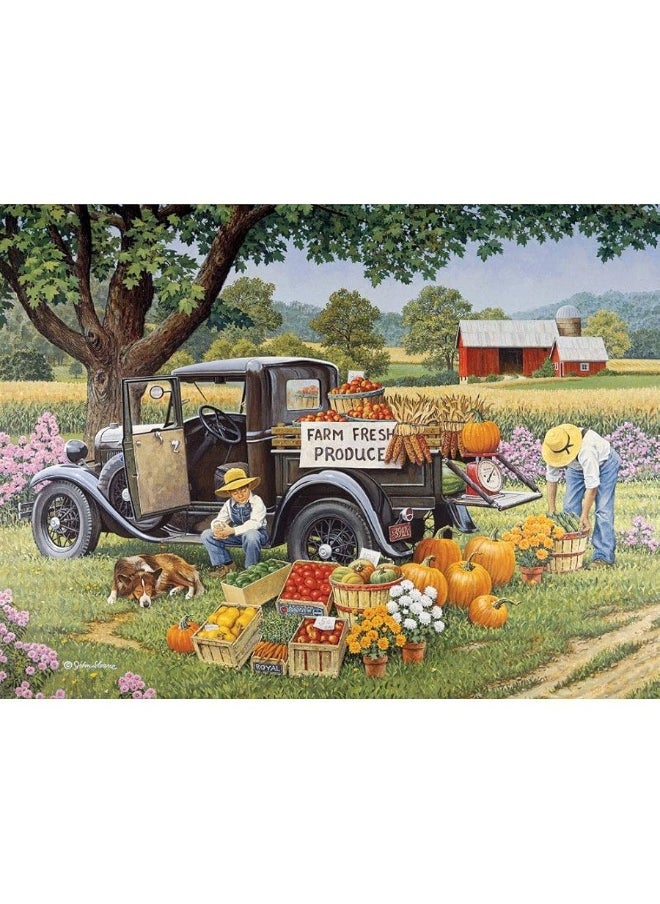 Bits and Pieces - Bits and Pieces â€“ 300 Piece Jigsaw Puzzle for Adults - â€˜Fall on The Farmâ€™ â€“ 300 pc Large Piece Jigsaw by Artist John Sloane - 18" X 24" - Image 1