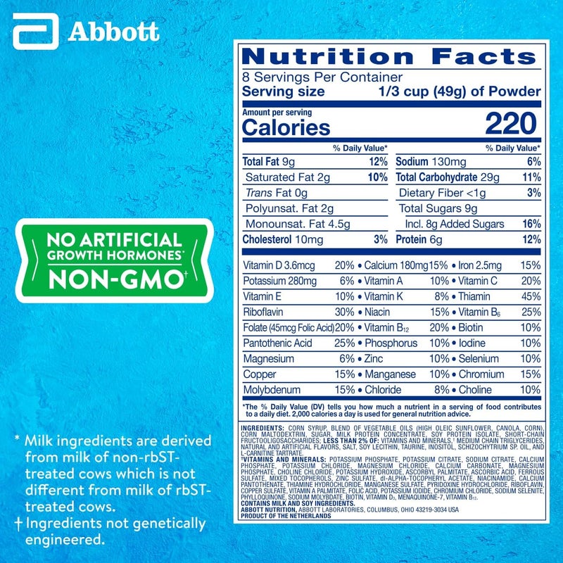 PediaSure Grow & Gain with Immune Support Shake Mix Powder, 23 Vitamins & Minerals, 6g Protein, Non-GMO, Gluten-Free, Kids Nutrition, Vanilla, 14.1 oz Can, Pack of 6-48 servings - Image 2