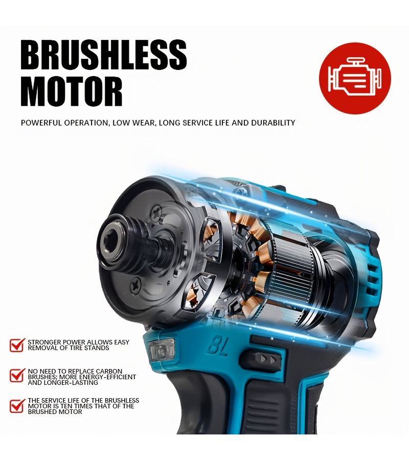 3300RPM Cordless Impact Screwdriver Brushless Electric Driver Drill No Battery For Makita 18V - Image 3