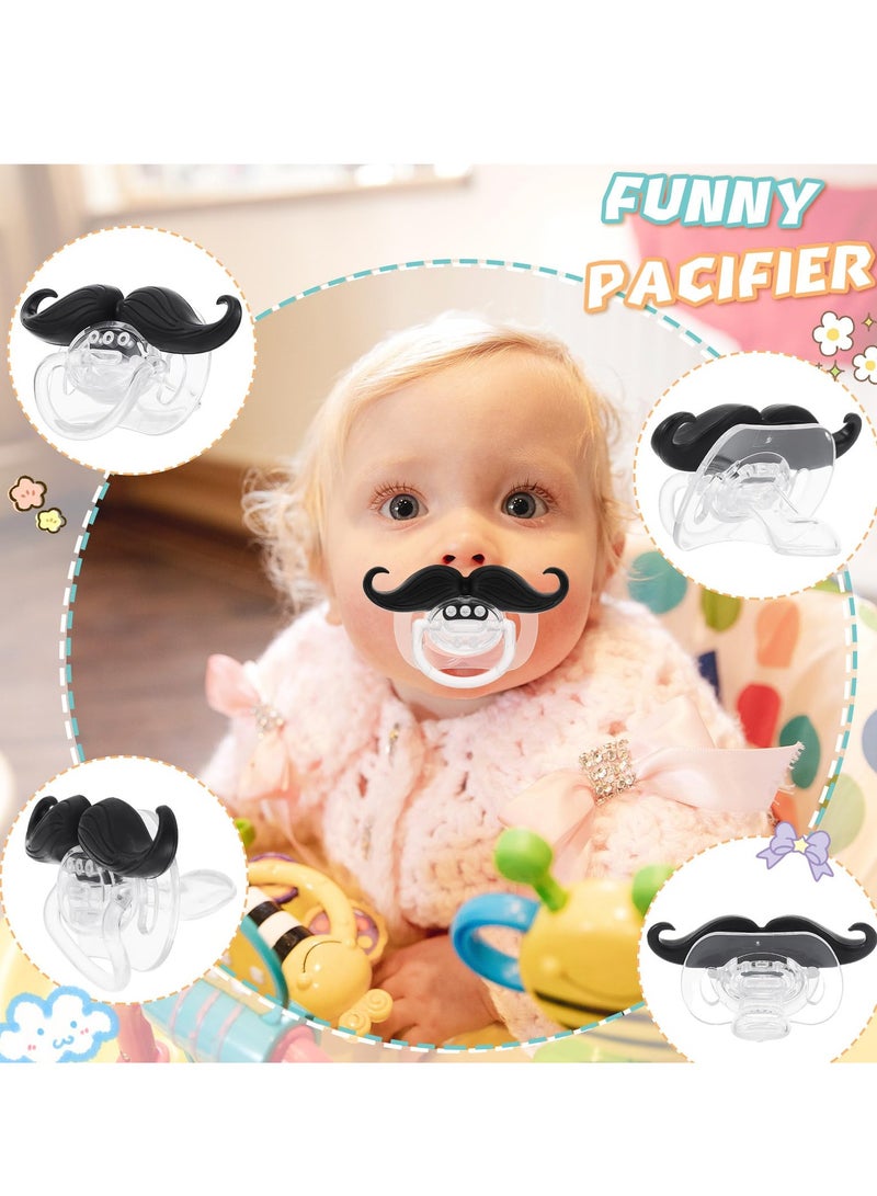 8 Pcs Mustache Baby Pacifiers for 0,6 Months, BPA,Free Orthodontic Silicone Nipple, Fun Gift for Newborns and Infants - Image 2