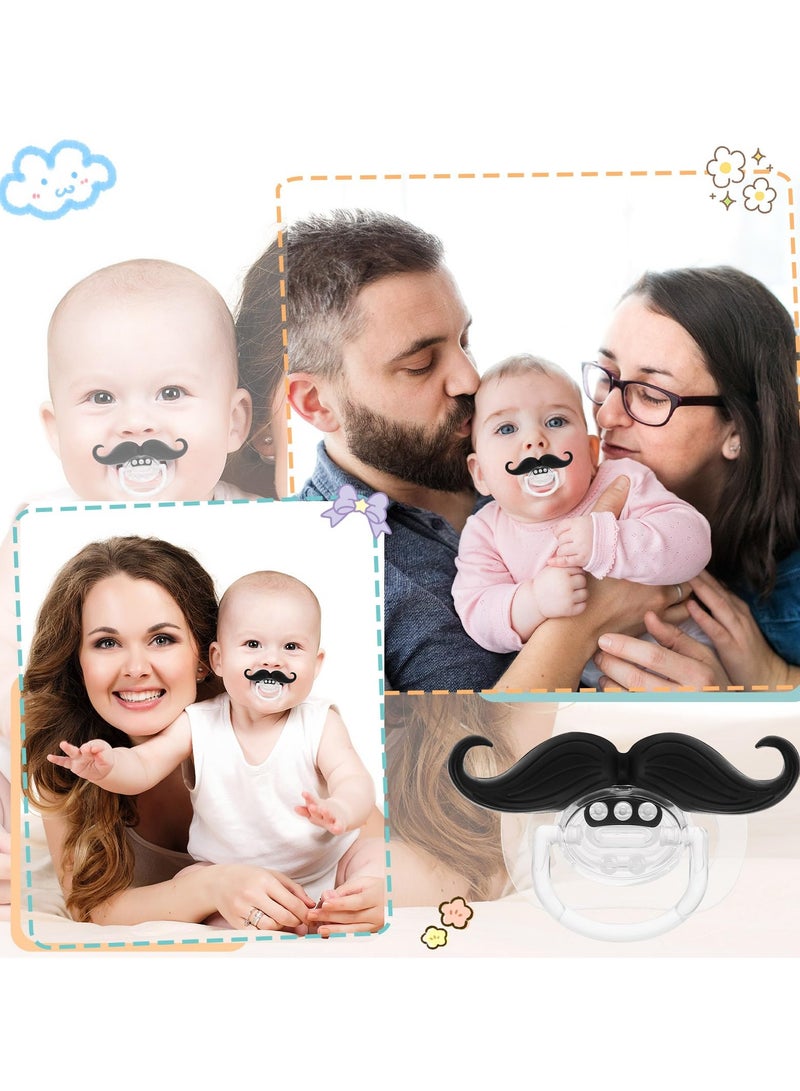 8 Pcs Mustache Baby Pacifiers for 0,6 Months, BPA,Free Orthodontic Silicone Nipple, Fun Gift for Newborns and Infants - Image 3