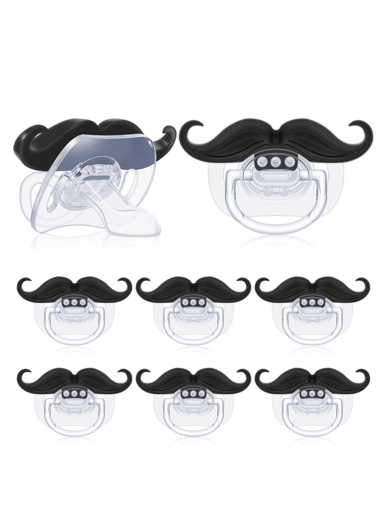 8 Pcs Mustache Baby Pacifiers for 0,6 Months, BPA,Free Orthodontic Silicone Nipple, Fun Gift for Newborns and Infants - Image 1