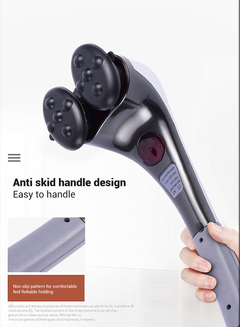 R.VIHAN Electric Portable Double Head Massager Full Body Handheld Dual Heating Vibration Infrared Deep Tissue Massage Percussion For Neck Shoulder Back Arms Leg Foot Calf Muscle Relax Hand Tension Pain Relief - Image 4