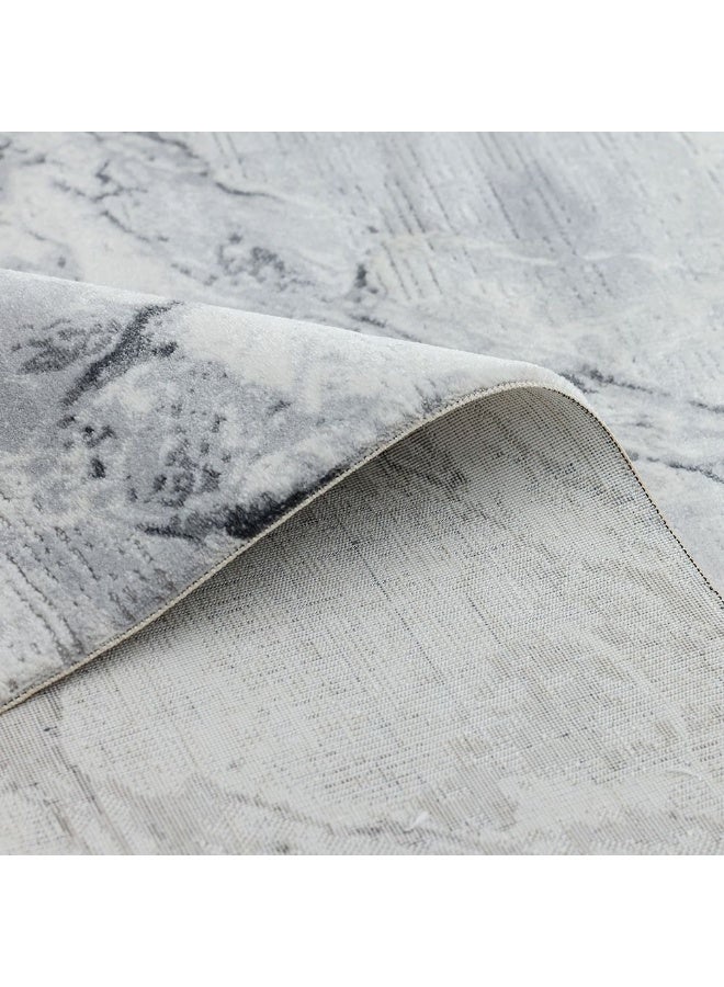 DANUBE HOME Galleria Modern Abstracts Rug | Washable Modern Rugs Style | Polypropylene + Polyester Area Rug Floor Covering | Indoor Carpet For Living Room Dining Bedroom 160X230cm-Grey & White - Image 3