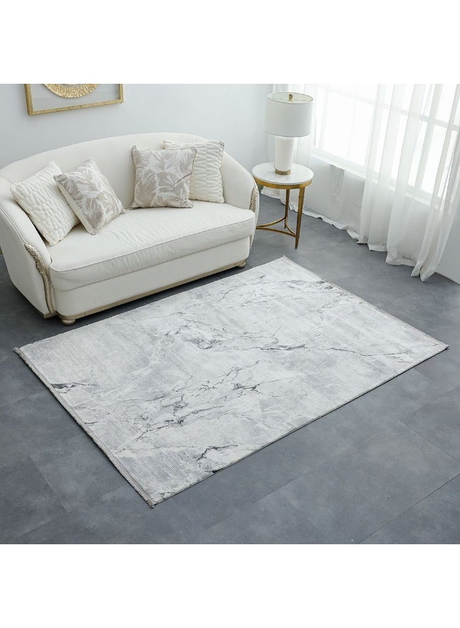 DANUBE HOME Galleria Modern Abstracts Rug | Washable Modern Rugs Style | Polypropylene + Polyester Area Rug Floor Covering | Indoor Carpet For Living Room Dining Bedroom 160X230cm-Grey & White - Image 4