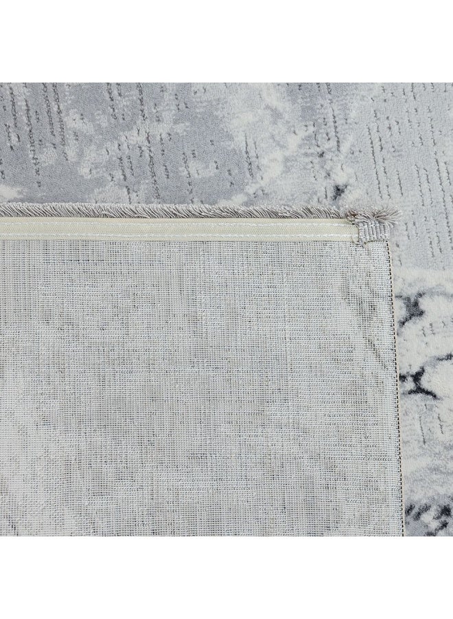 DANUBE HOME Galleria Modern Abstracts Rug | Washable Modern Rugs Style | Polypropylene + Polyester Area Rug Floor Covering | Indoor Carpet For Living Room Dining Bedroom 160X230cm-Grey & White - Image 2