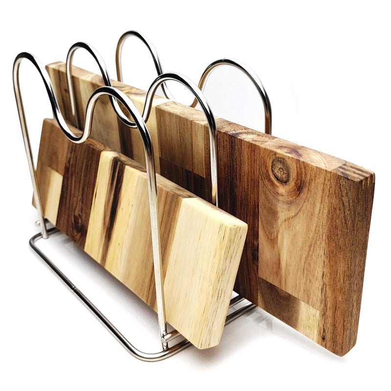LENITH Stainless Steel Wire Cutting Board Holder Cutting Board Rack Organizer Kitchen with 2 Sectional
