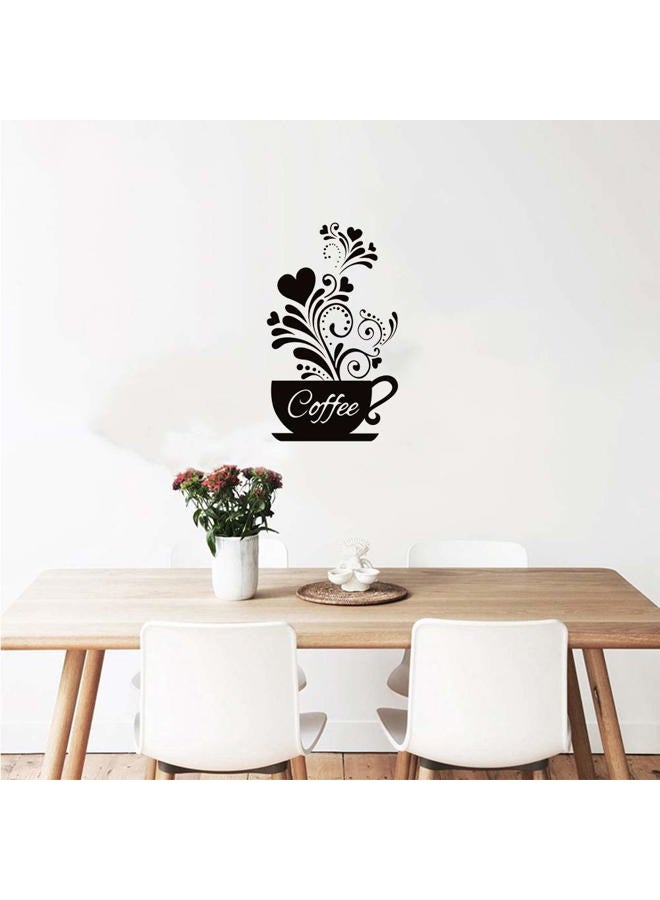 SITAKE “Coffee Cup + Flower” Wall Decor Sticker, Black Coffee for Bar and Station, Removable Kitchen Signs Decorations Wall, 11.8 x 18.9 Inch - Image 2