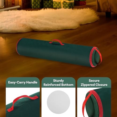 Elf Stor Wrapping Paper Storage Bag - 40-Inch Gift Wrap Organizer - Holds Up to 25 Rolls of Giftwrap - Christmas Storage by Elf Stor (Green) - Image 3