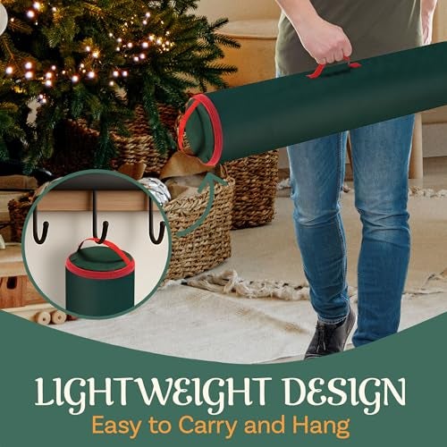 Elf Stor Wrapping Paper Storage Bag - 40-Inch Gift Wrap Organizer - Holds Up to 25 Rolls of Giftwrap - Christmas Storage by Elf Stor (Green) - Image 5