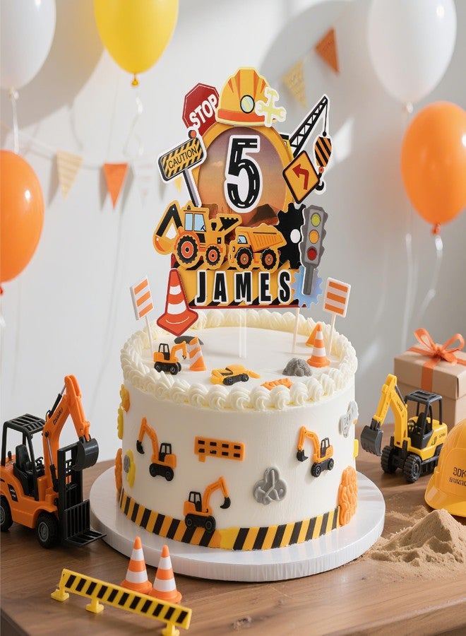 كوكو لاند غطاء كعكة مخصص من Coucoland Construction - موضوع شاحنة قلابة ثلاثية الأبعاد مع اسم عمر مخصص لمستلزمات حفلات أعياد الميلاد - Image 4