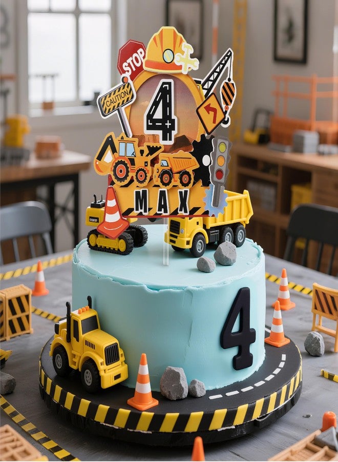 كوكو لاند غطاء كعكة مخصص من Coucoland Construction - موضوع شاحنة قلابة ثلاثية الأبعاد مع اسم عمر مخصص لمستلزمات حفلات أعياد الميلاد - Image 5