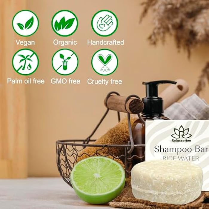 Relaxcation Shampoo Bar RICE WATER PROTEIN For Hair Growth | Rice Solid Shampoo for Weak or Damaged Hair | Hydrating, Nourishing, and Refreshing | Made in US | Paraben and Sulfate-Free - Image 5
