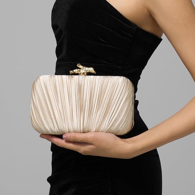 Pleated Evening Clutch Bag for Women Wedding Party Purse - Image 1