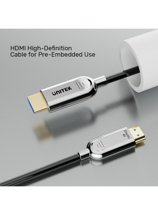 يوني تيك Fiber Optic 4K HDMI Cable 50M, 18Gbps, 4K@60Hz, HDR, ARC, Gold-Plated, Slim & Flexible, Long Distance Transmission - Image 2