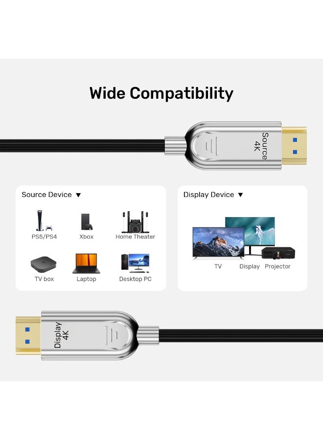 يوني تيك Fiber Optic 4K HDMI Cable 50M, 18Gbps, 4K@60Hz, HDR, ARC, Gold-Plated, Slim & Flexible, Long Distance Transmission - Image 3