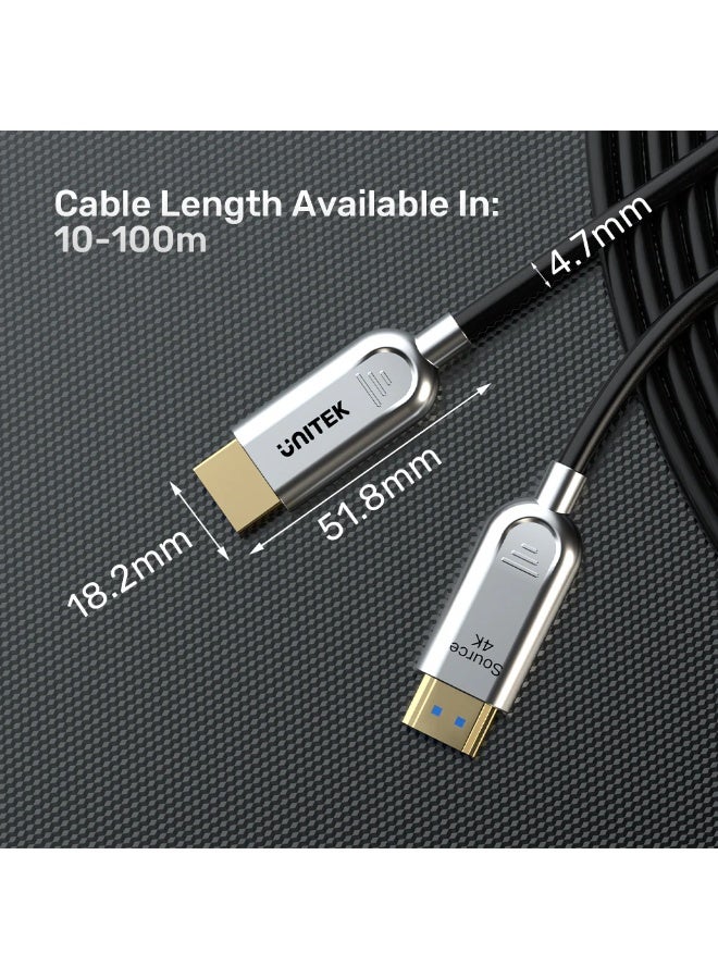 يوني تيك Fiber Optic 4K HDMI Cable 50M, 18Gbps, 4K@60Hz, HDR, ARC, Gold-Plated, Slim & Flexible, Long Distance Transmission - Image 4