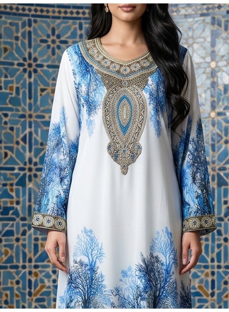 Alaya Women Floral Embroidered Chiffon Kaftan-AL3830A - Image 2