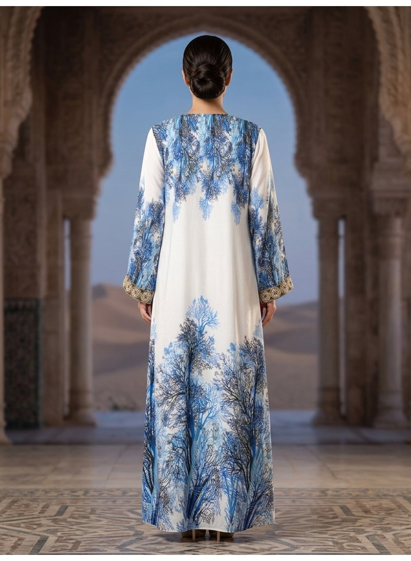 Alaya Women Floral Embroidered Chiffon Kaftan-AL3830A - Image 3