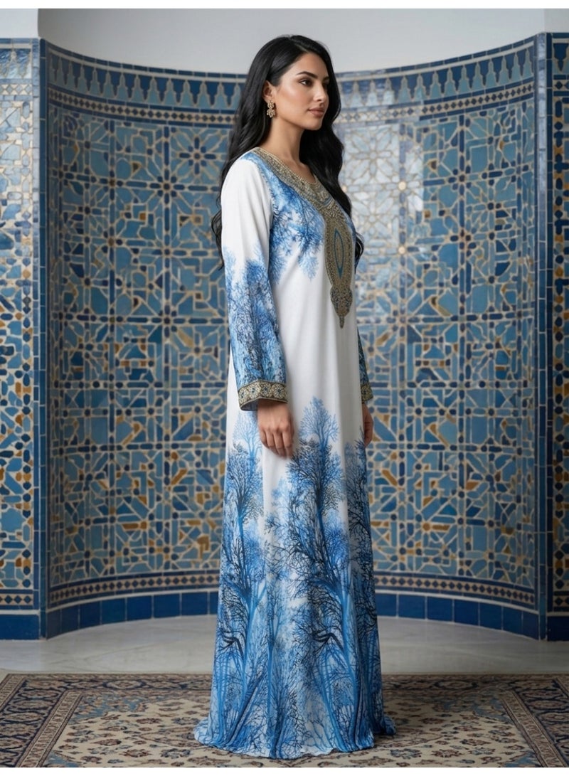 Alaya Women Floral Embroidered Chiffon Kaftan-AL3830A - Image 4