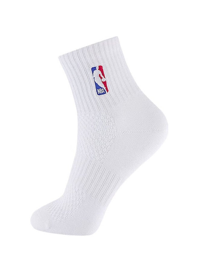 NBA White Socks For Men, Casual Sports Socks, Summer Mesh Breathable Sweat-Absorbing Cotton Socks, Training Running Basketball Socks, 6 Pairs - Image 2