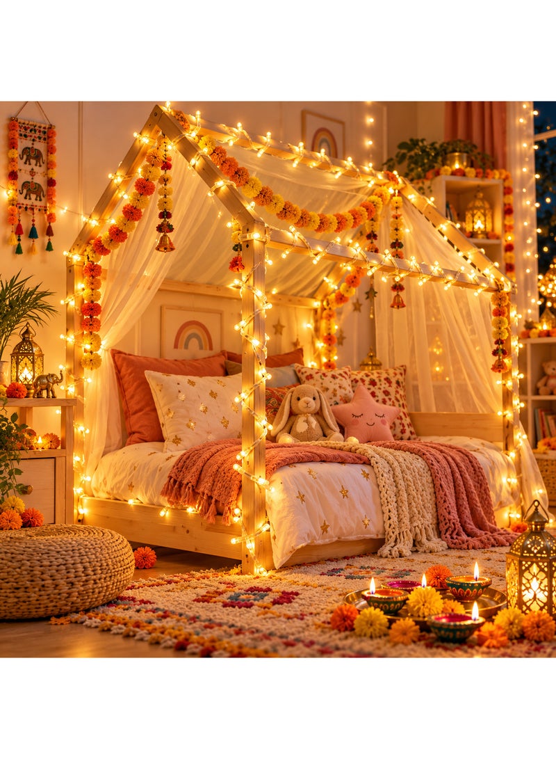 100 LED String Fairy Lights, 10M, Warm White, 220V Plug-In, Transparent Wire with On/Off Switch for Diwali Festival, Balcony, Home, Wedding and Party Decorations Copy English - Image 5