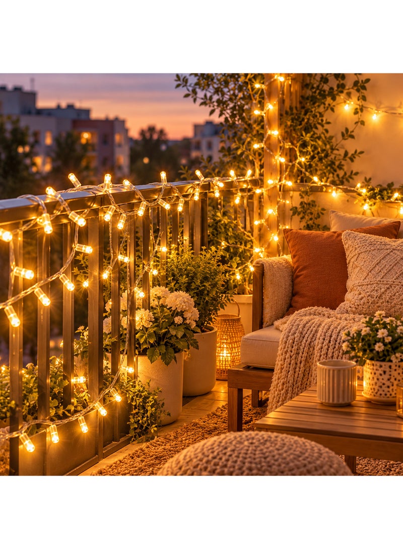 100 LED String Fairy Lights, 10M, Warm White, 220V Plug-In, Transparent Wire with On/Off Switch for Diwali Festival, Balcony, Home, Wedding and Party Decorations Copy English - Image 2