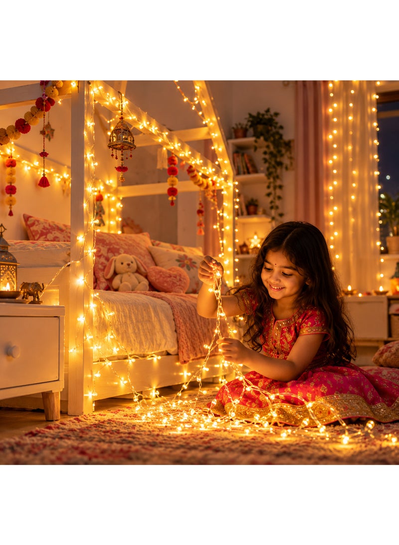 100 LED String Fairy Lights, 10M, Warm White, 220V Plug-In, Transparent Wire with On/Off Switch for Diwali Festival, Balcony, Home, Wedding and Party Decorations Copy English - Image 4
