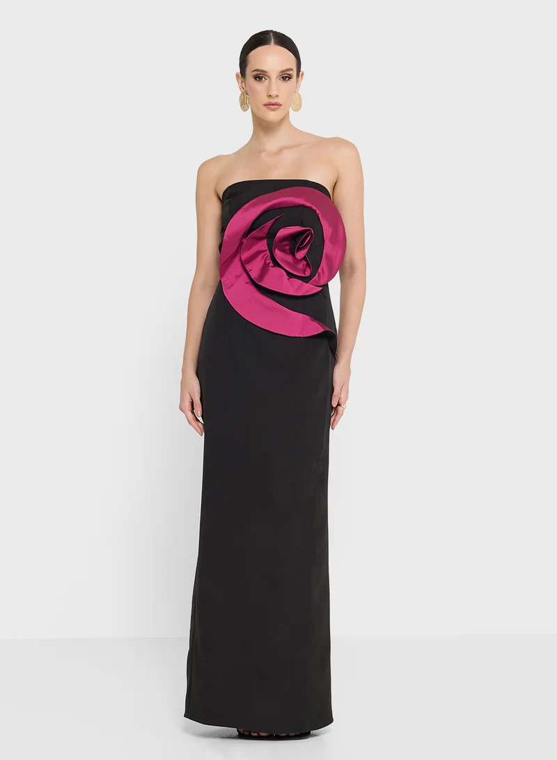 Namshi x Bandeau Dress With Statement Floral